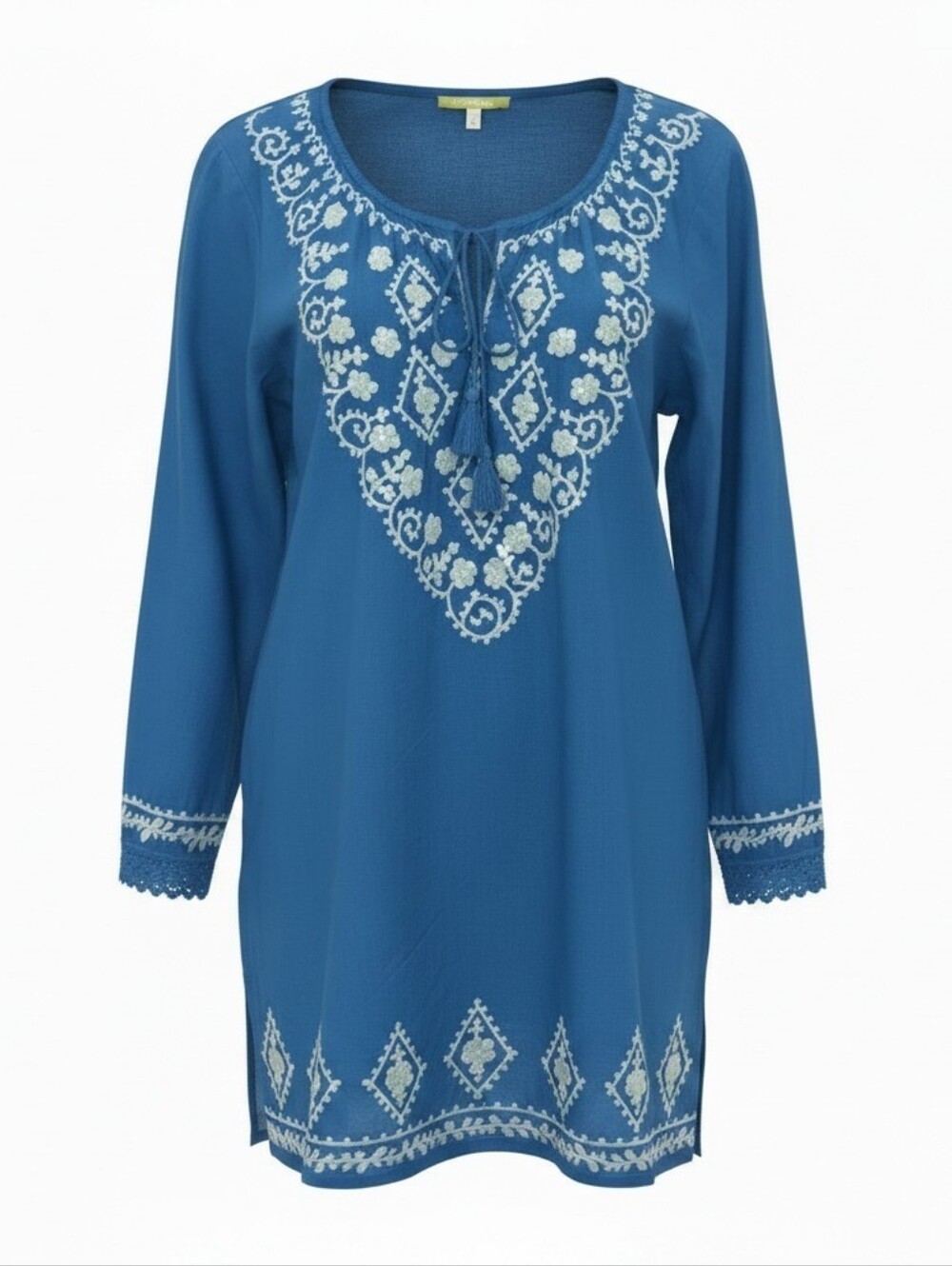 Gianni Bini Royal Blue Embroidered Peasant Tunic